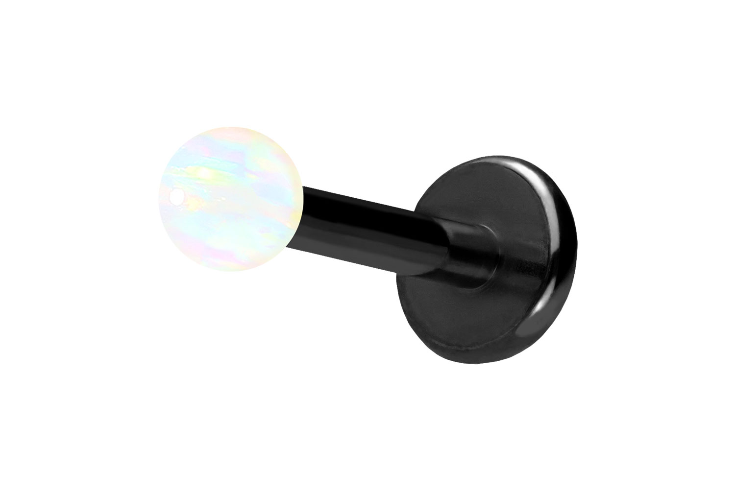 Titan Labret Piercing mit Push Fit SYNTHETISCHER OPAL
